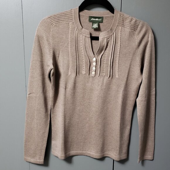 VTG Eddie Bauer 85% Silk Blend Henley Sweater - Picture 2 of 7